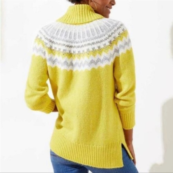 Loft Fair Isle Turtleneck Yellow Sweater - XS - Picture 5 of 12